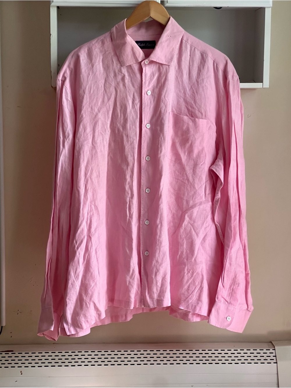 Ralph Lauren Purple Label Light Pink 100% Linen Men’s Dress Shirt Size XXL